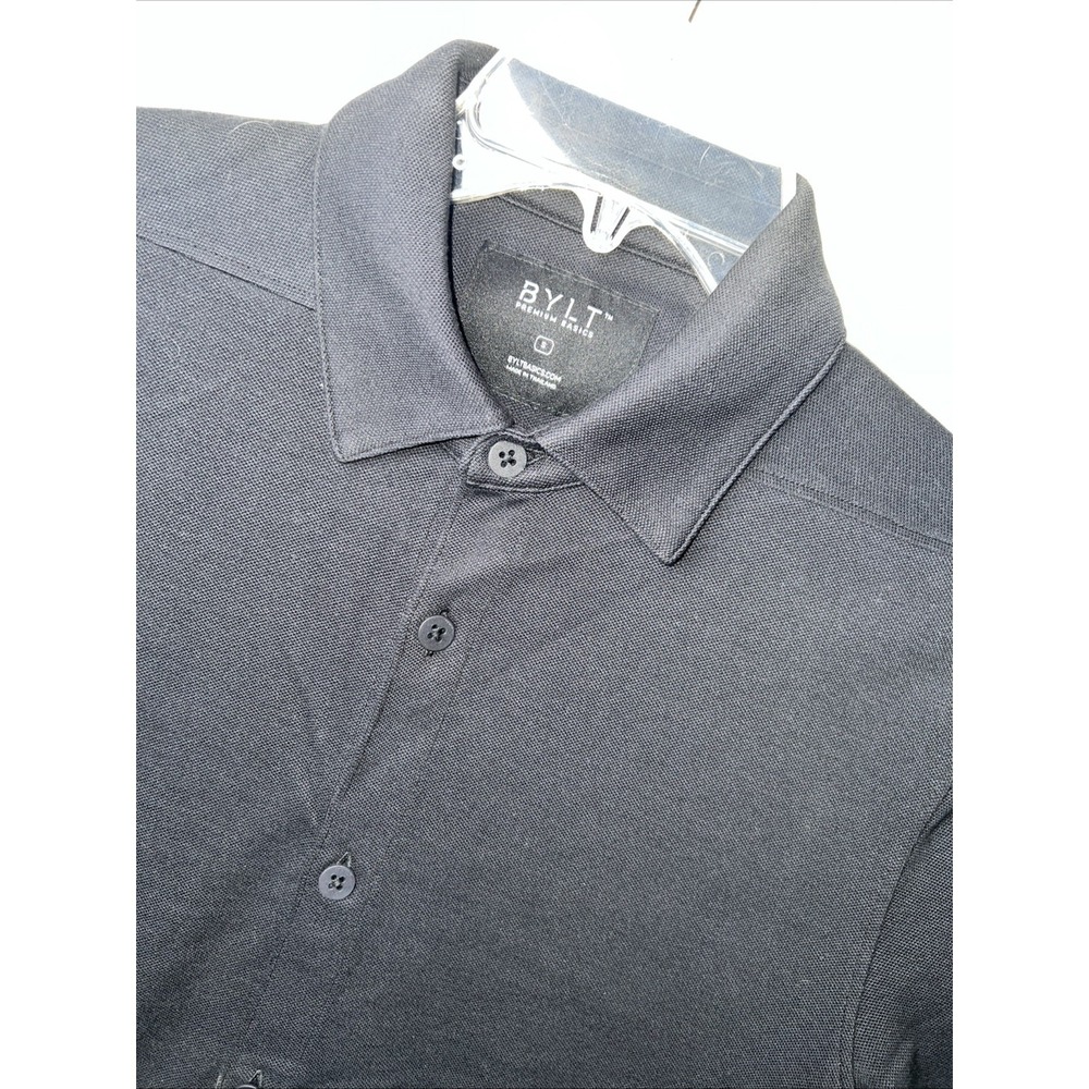 BYLT Shirt Men Small Black Long Sleeve Button Down Premium Basics Work Travel